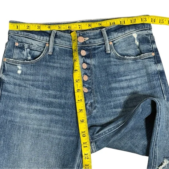 MOTHER The Pixie Dazzler Ankle Fray Straight Leg Jeans in Love Pop Size 26 CBK - Picture 5 of 12